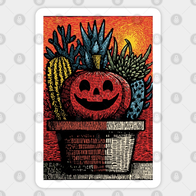 Happy Harvest Pumpkin | Wholesome Autumn Folk Art Magnet by TuncGK